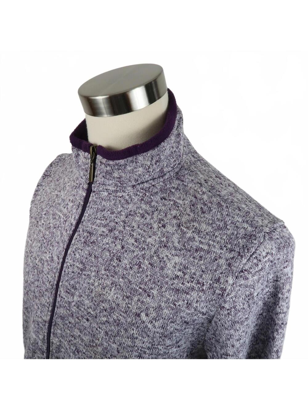 Stan Herman Mens Soft Polyester Fleece LS Full Zip Blended Purple Sweater Large